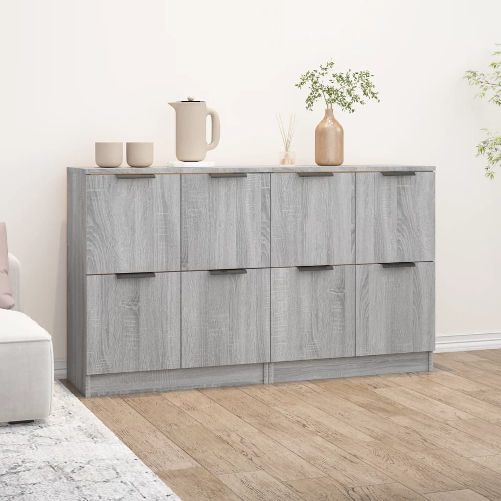 Credenze 2 pz Sonoma grigio 60x30x70 cm MDF