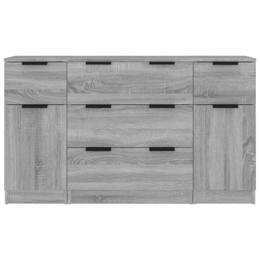 Ensemble de buffets 3 pcs Sonoma gris Bois d'ingénierie