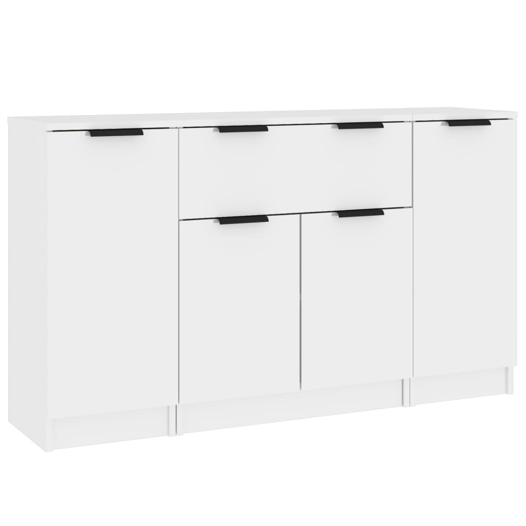 Buffets 3 PCs weißes glänzendes Ingenieurholz