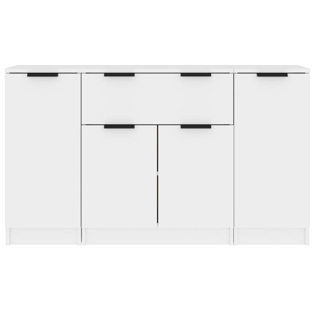 Buffets 3 pcs blanc brillant bois d'ingénierie