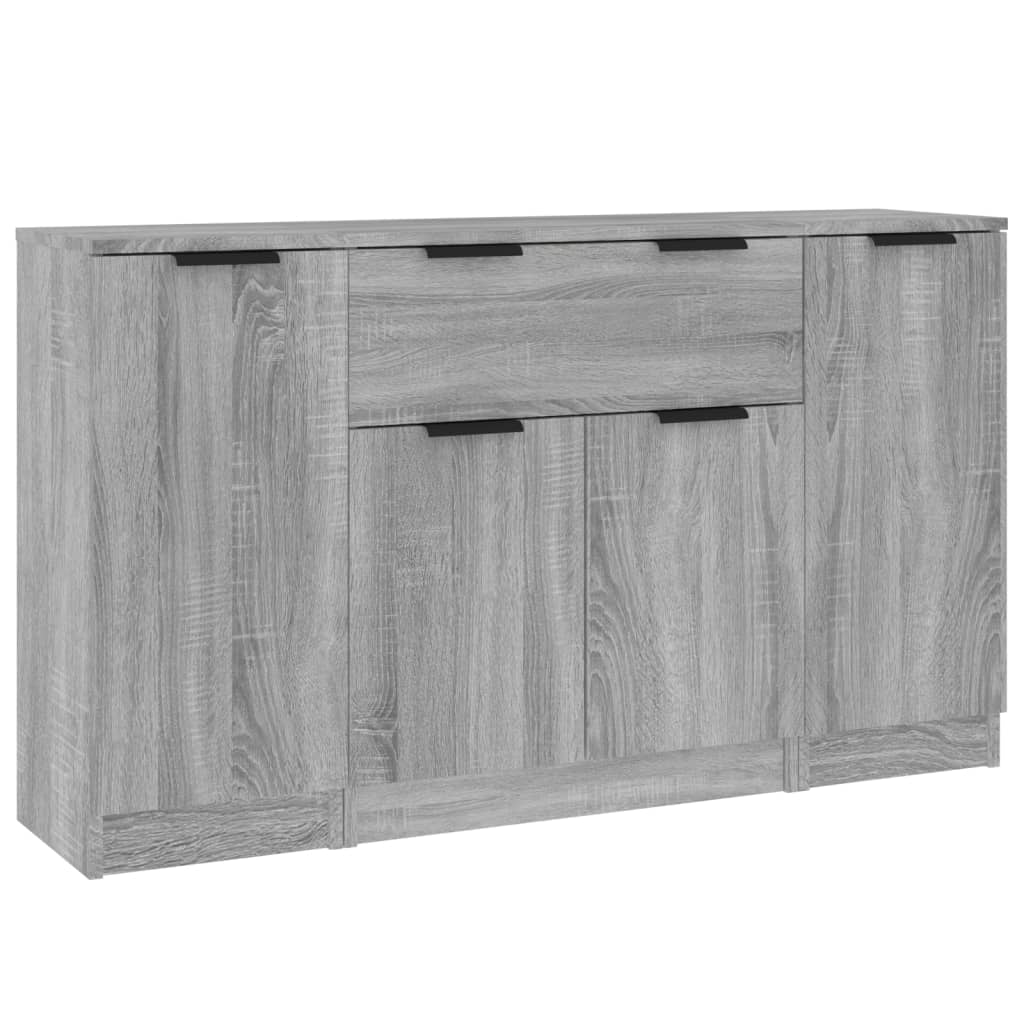 Buffets 3 pcs Sonoma gris Bois d'ingénierie