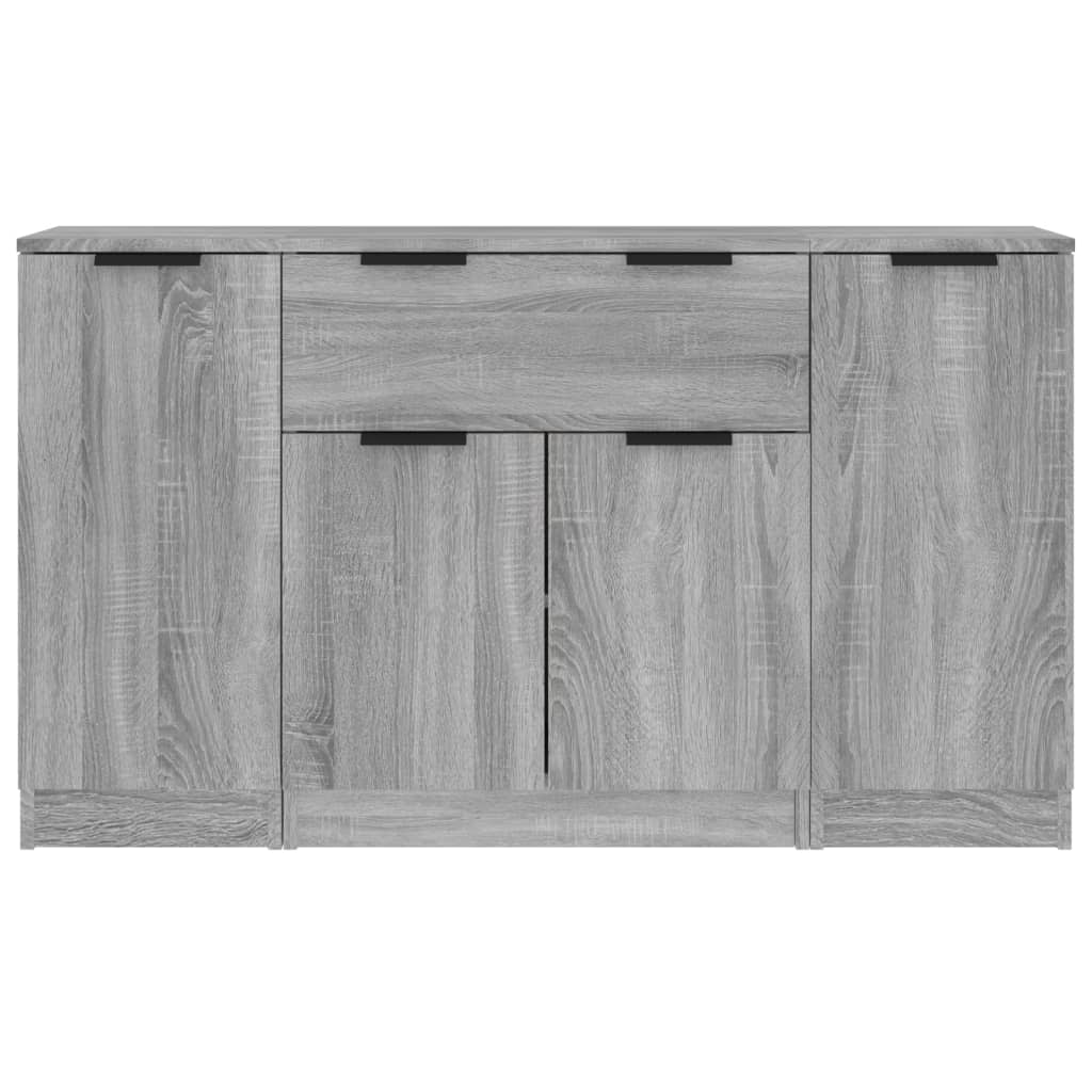 Buffets 3 pcs Sonoma gris Bois d'ingénierie