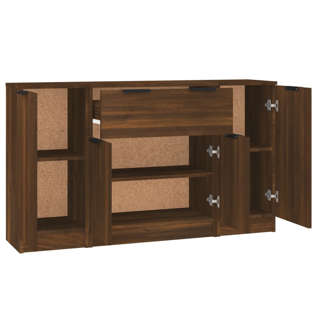 Buffets 3 PCs Brown Engineering Holz