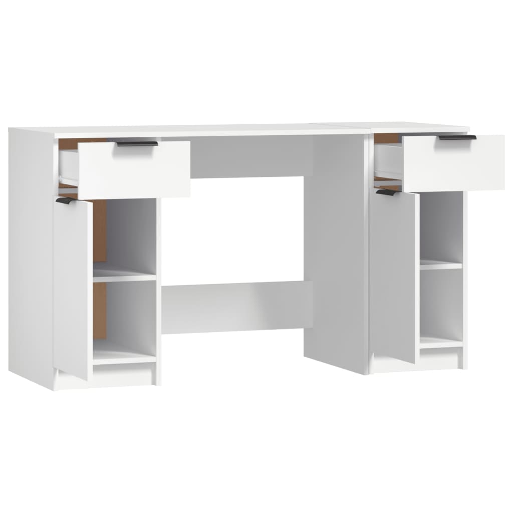 Office with white engineering wooden side cabinet