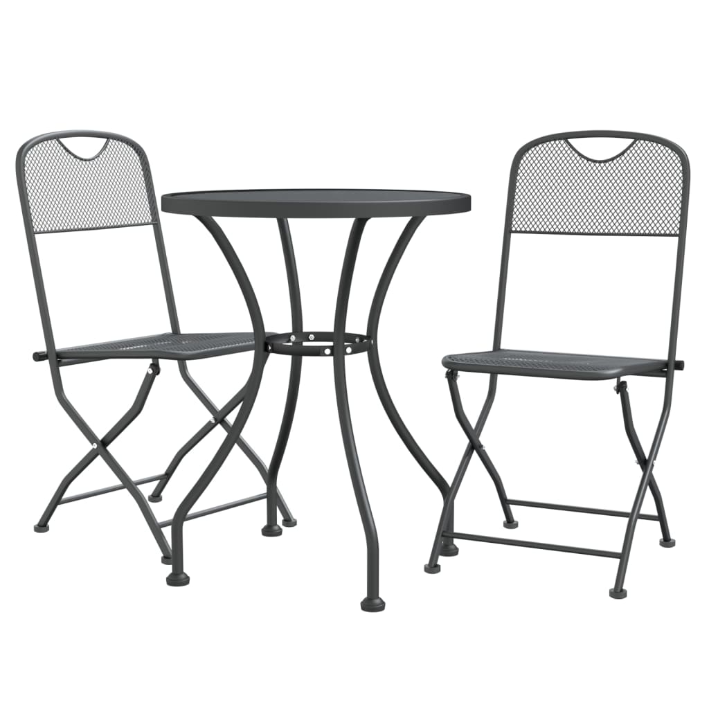 Mobilier à dîner de jardin 3 pcs Maille Métal Anthracite