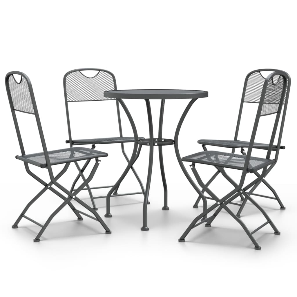 Mobilier à dîner de jardin 5 pcs Maille Métal Anthracite