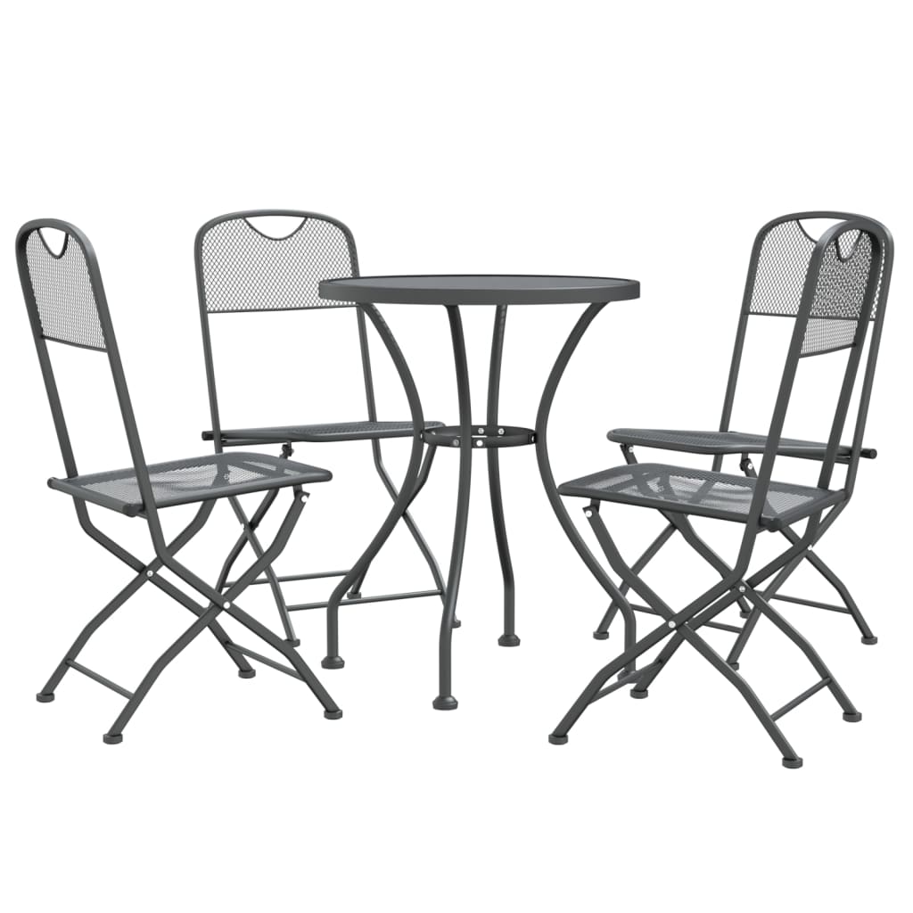 Mobilier à dîner de jardin 5 pcs Maille Métal Anthracite