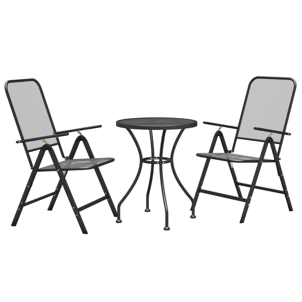 Mobilier à dîner de jardin 3 pcs Maille Métal Anthracite