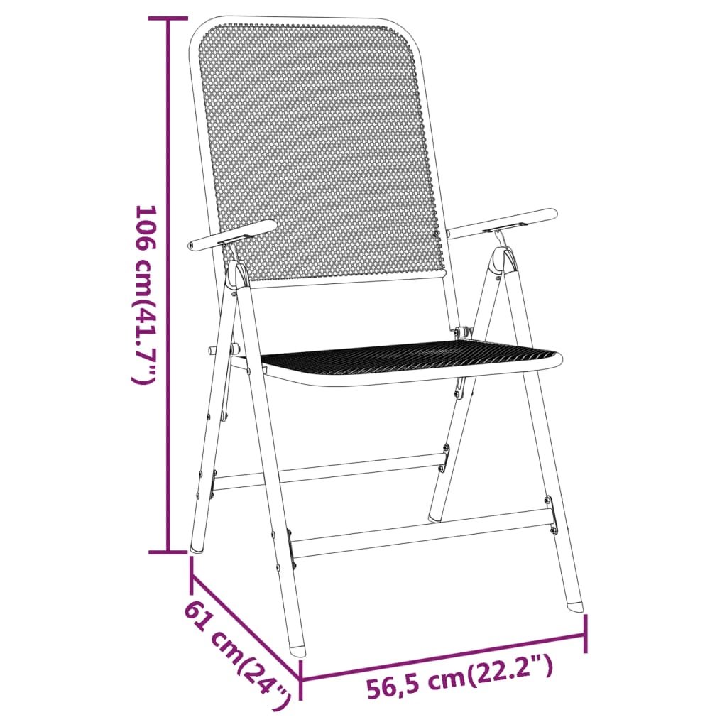 Mobilier à dîner de jardin 3 pcs Maille Métal Anthracite