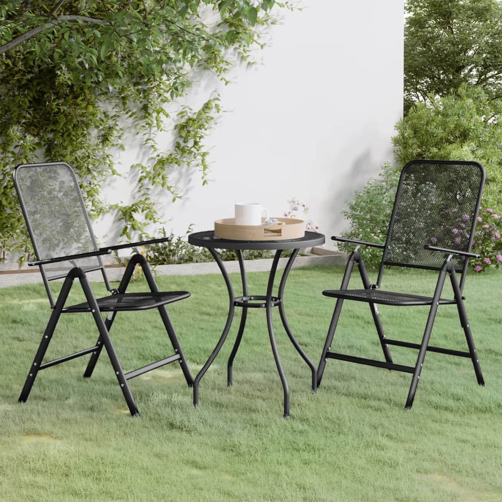 Mobilier à dîner de jardin 3 pcs Maille Métal Anthracite