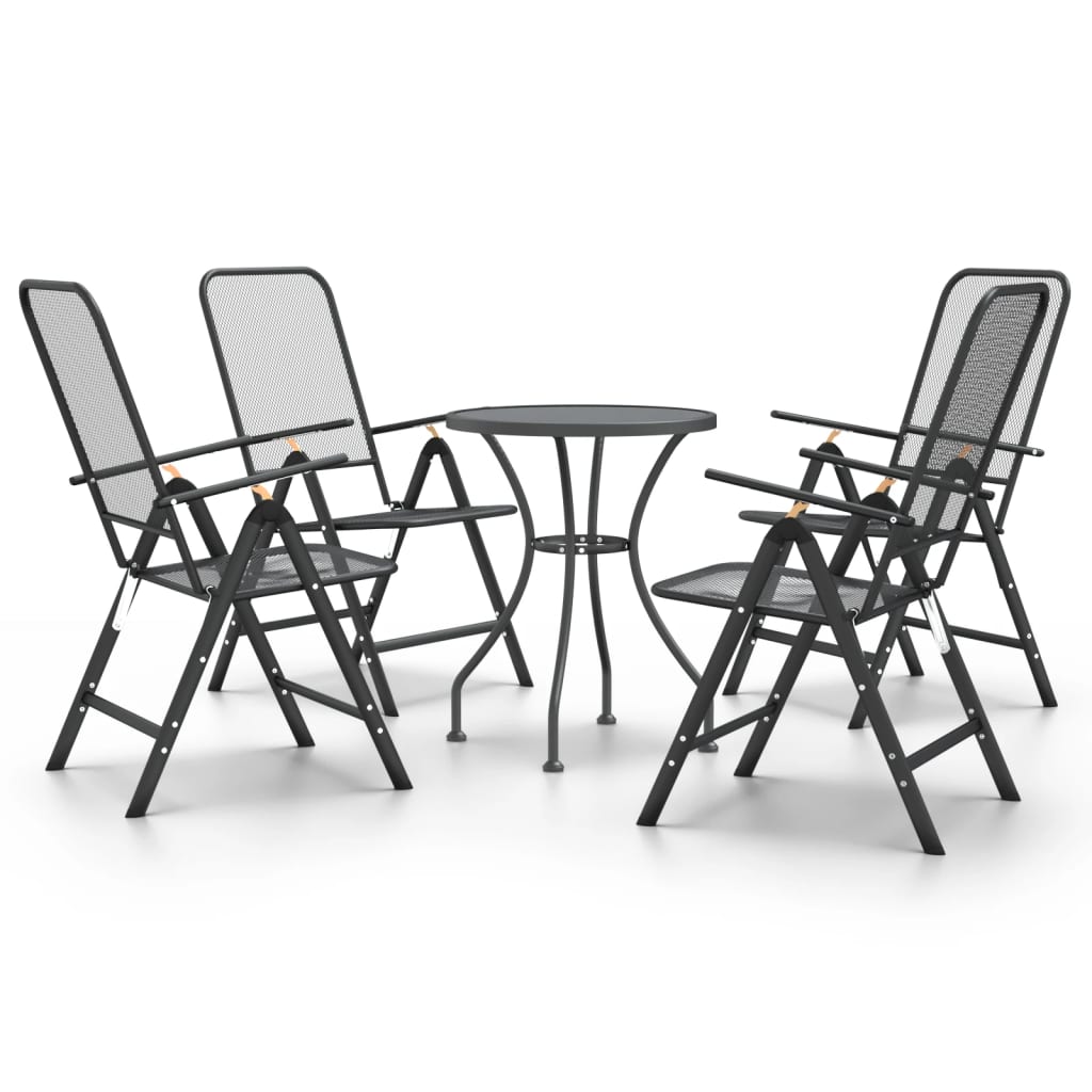 Mobilier à dîner de jardin 5 pcs Maille Métal Anthracite