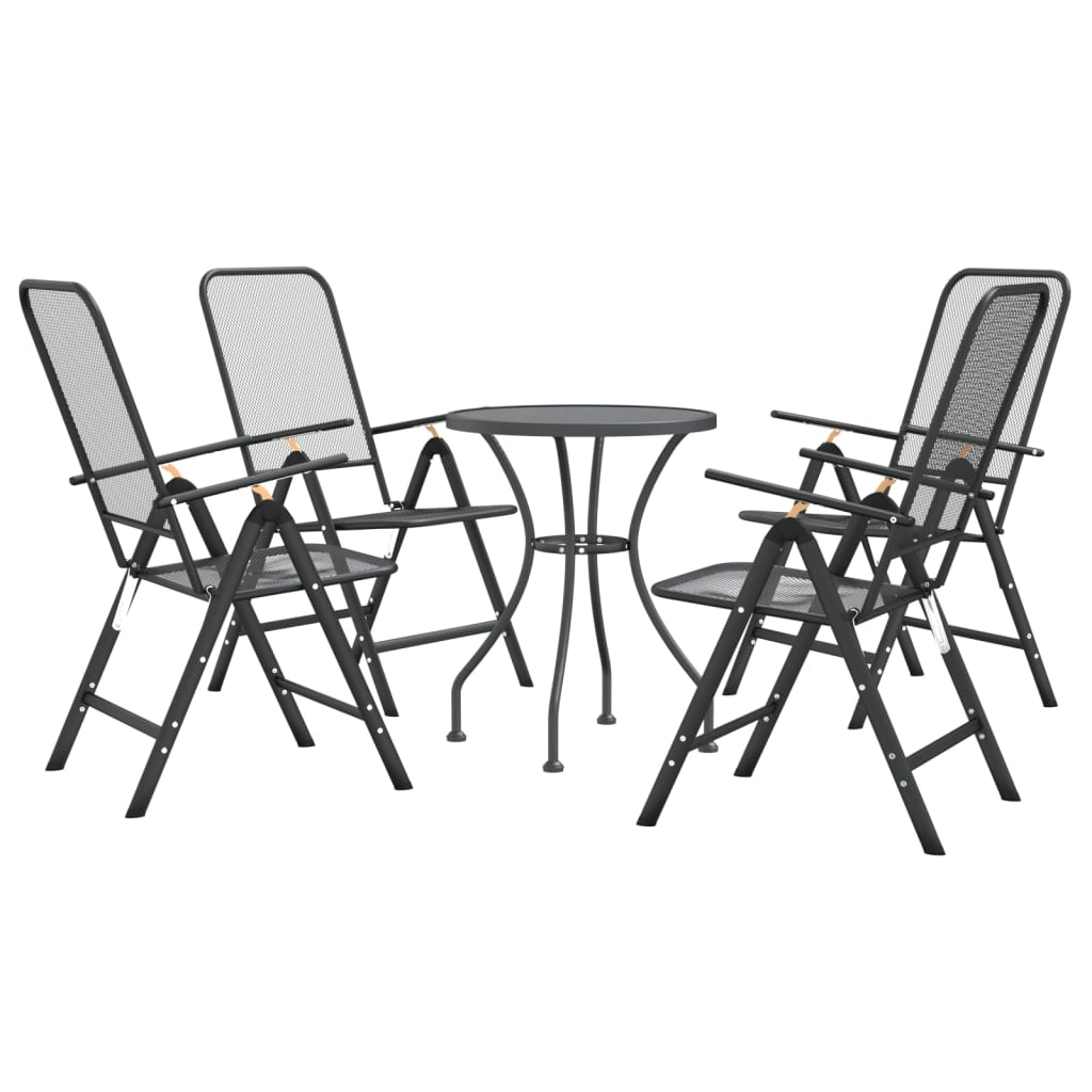 Mobilier à dîner de jardin 5 pcs Maille Métal Anthracite