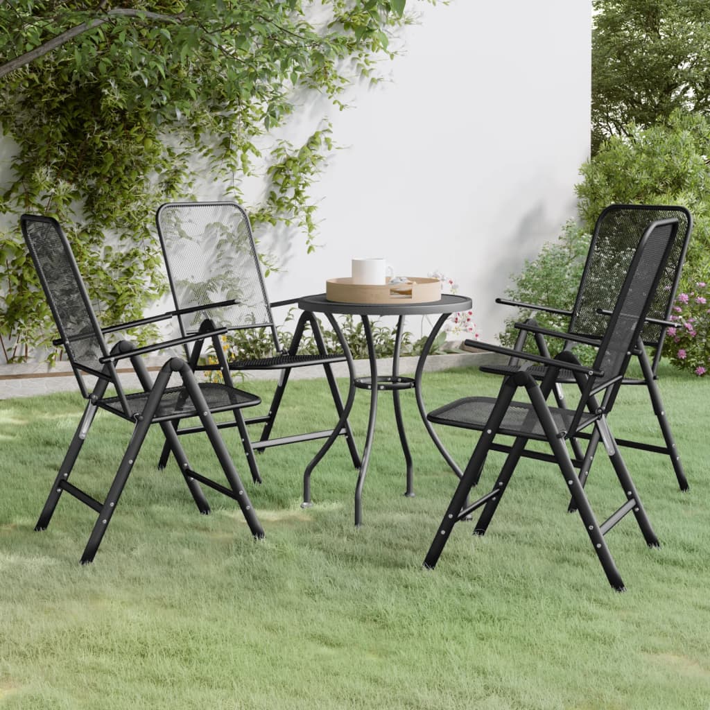 Mobilier à dîner de jardin 5 pcs Maille Métal Anthracite