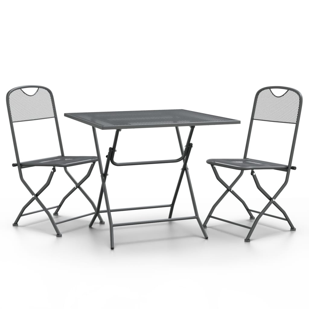 Mobilier à dîner de jardin 3 pcs Maille Métal Anthracite