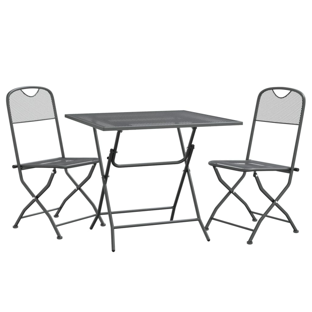 Mobilier à dîner de jardin 3 pcs Maille Métal Anthracite