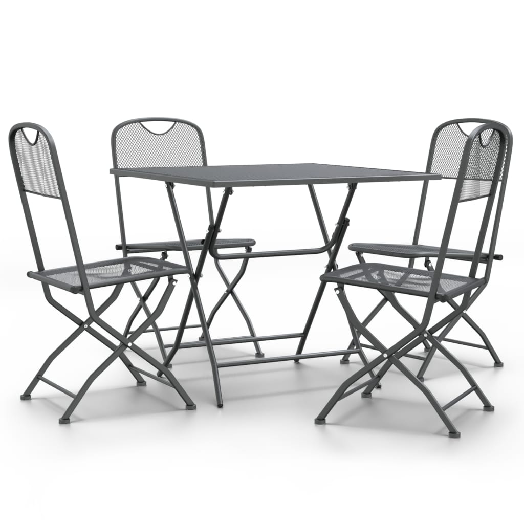 Mobilier à dîner de jardin 5 pcs Maille Métal Anthracite