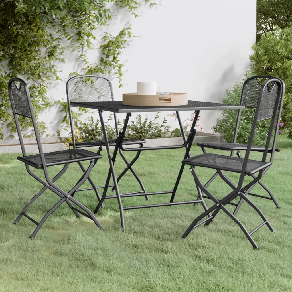 Mobilier à dîner de jardin 5 pcs Maille Métal Anthracite