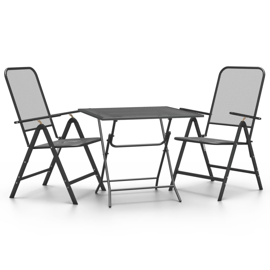 Mobilier à dîner de jardin 3 pcs Maille Métal Anthracite