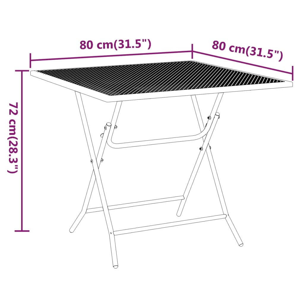 Mobilier à dîner de jardin 3 pcs Maille Métal Anthracite