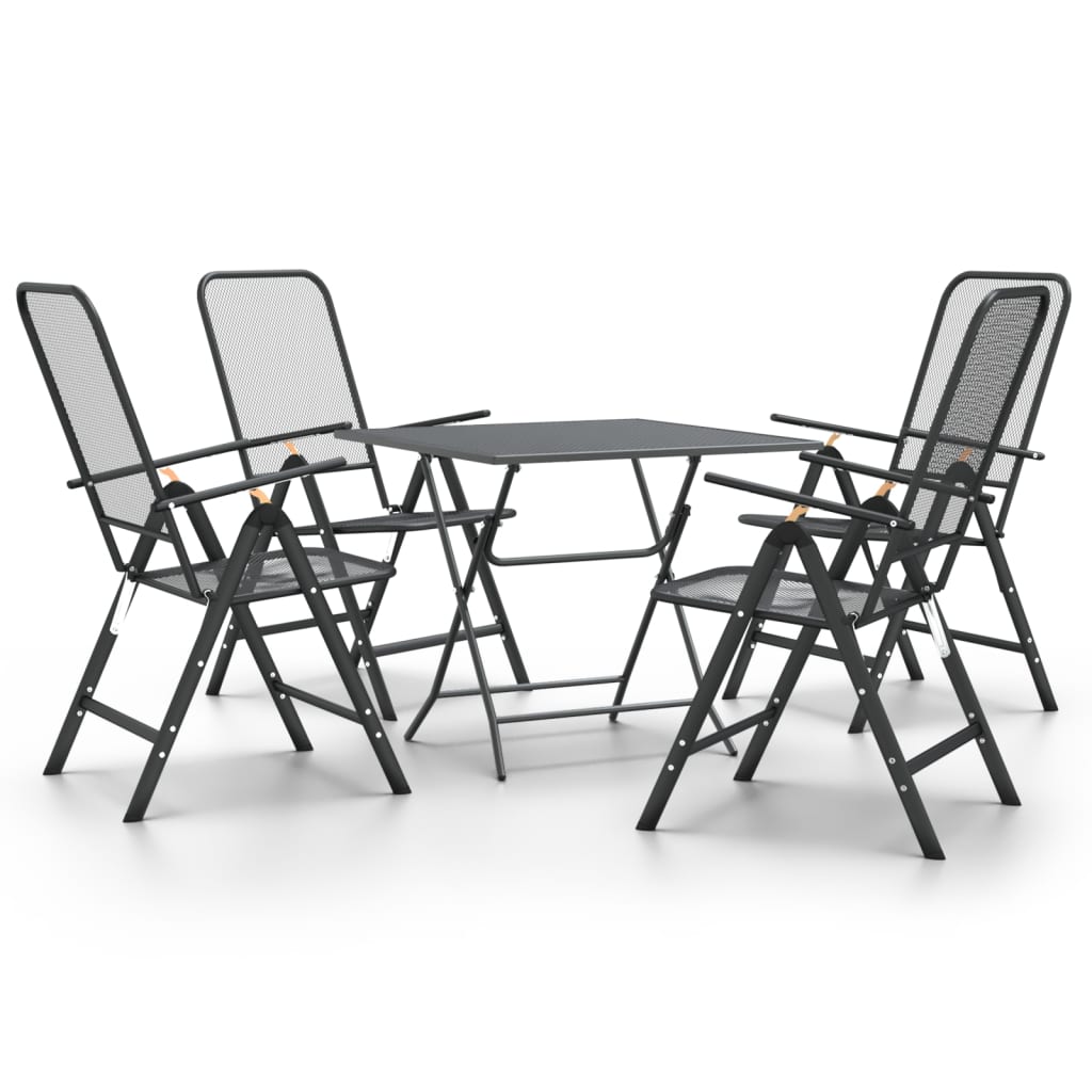 Mobilier à dîner de jardin 5 pcs Maille Métal Anthracite