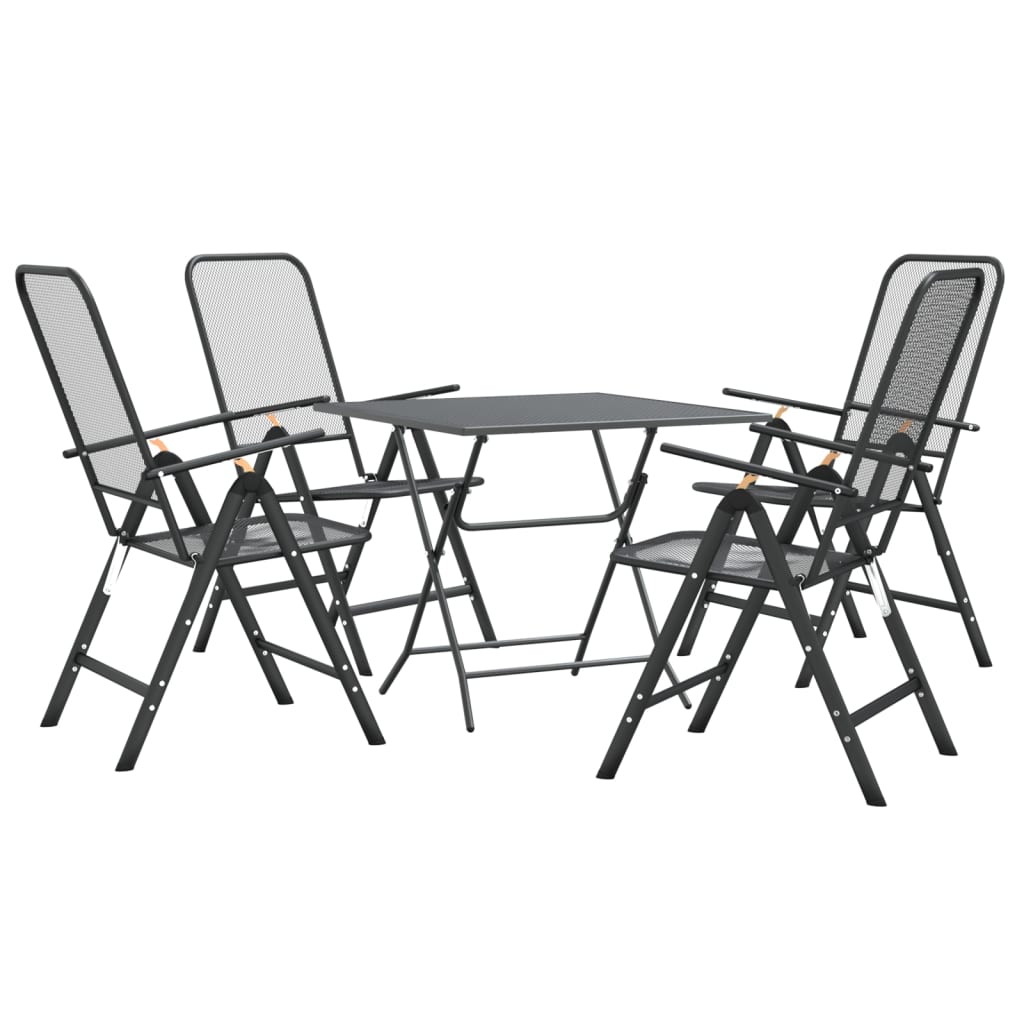 Mobilier à dîner de jardin 5 pcs Maille Métal Anthracite