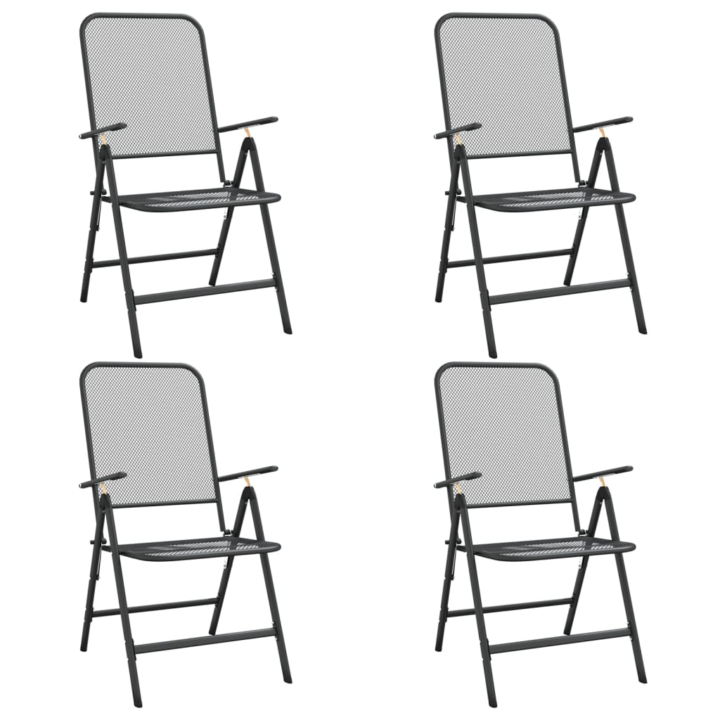 Mobilier à dîner de jardin 5 pcs Maille Métal Anthracite