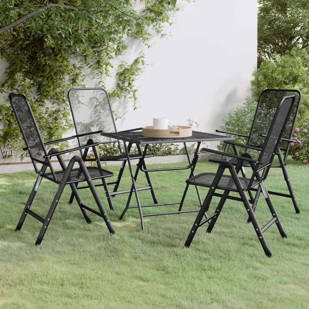 Mobilier à dîner de jardin 5 pcs Maille Métal Anthracite