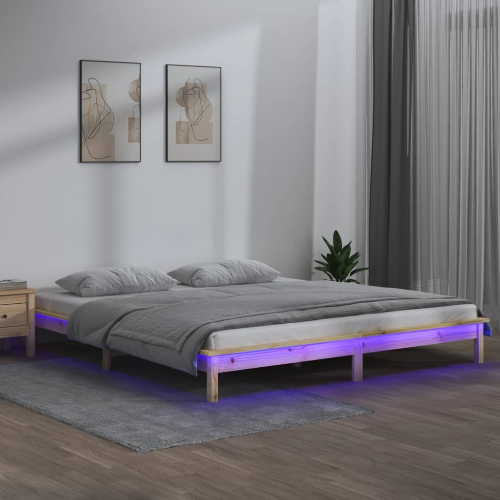 Cadre de lit à LED 180x200 cm Super King bois massif