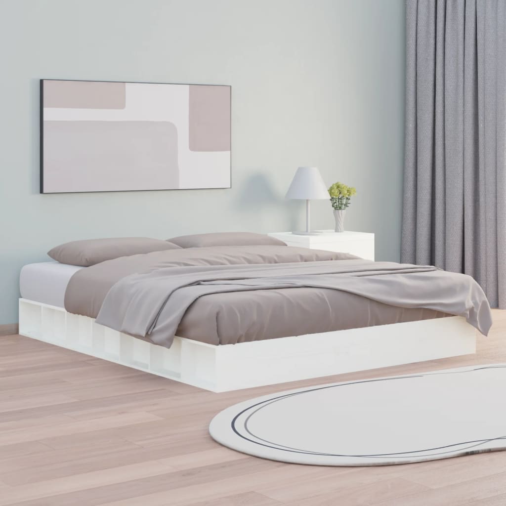White bed frame 120x200 cm solid wood