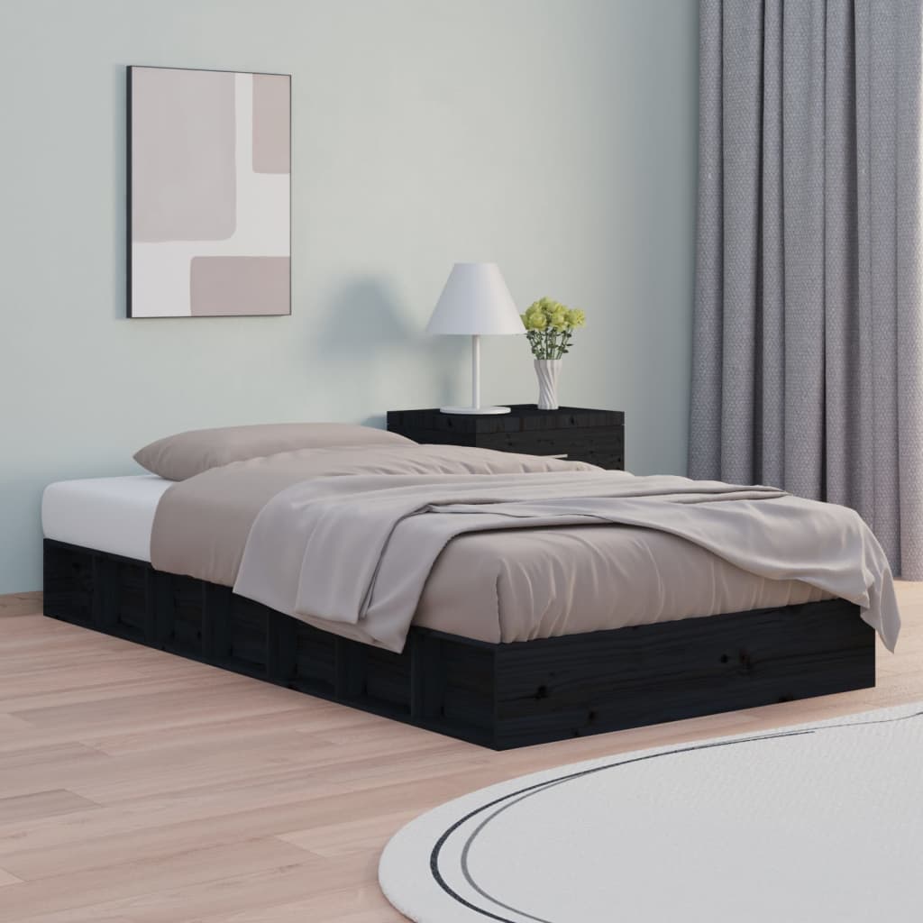 Struttura letto nera 135x190 cm doppia in legno massello