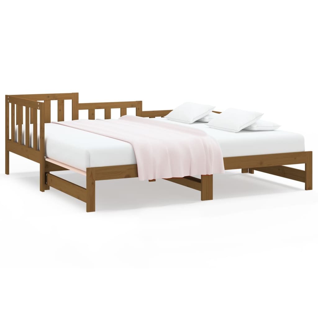 Sliding bed brown honey 2x (80x200) cm solid pine wood