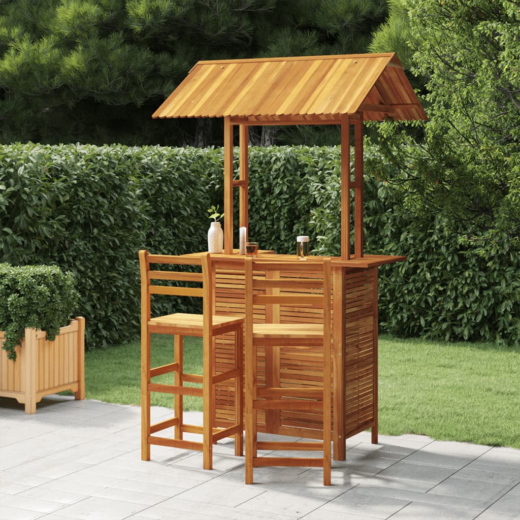 Solid Acacia Wood 3 Stcs Gartenbar Set