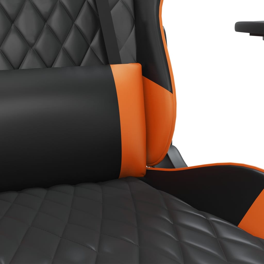 Chaise de jeu de massage et repose-pied Noir&Orange Similicuir