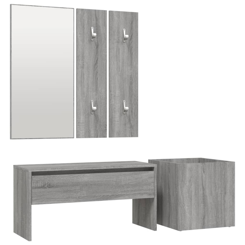 Set di mobili da ingresso in legno ingegnerizzato Sonoma grigio