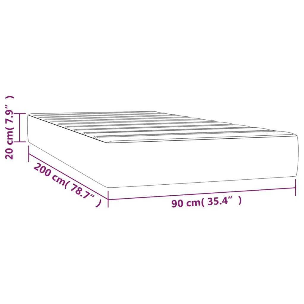 Light gray puffy bed mattress 90x200x20 cm