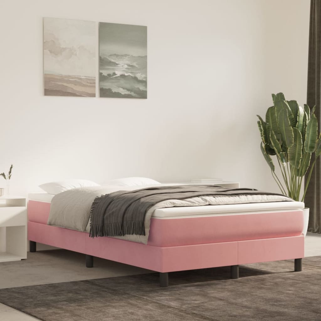 Bed mattress with pink pink springs 120x200x20 cm velvet