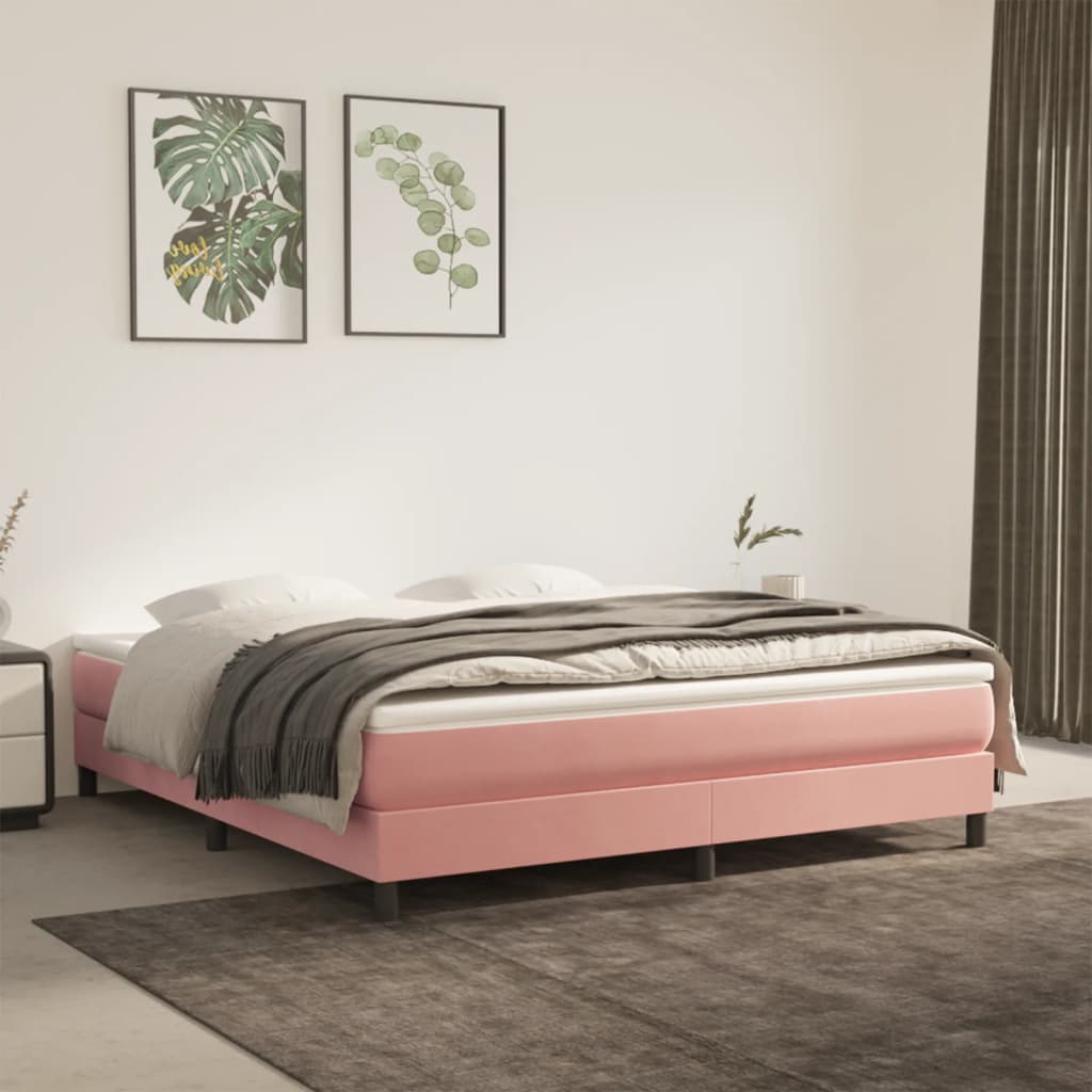 Bed mattress with pink pink springs 160x200x20 cm velvet