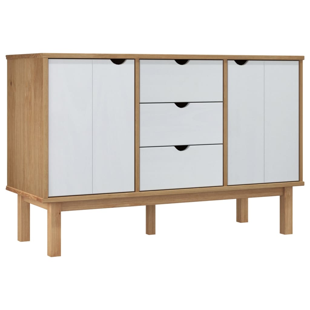 Buffet otta marrone e bianco 113.5x43x73 cm legno di pino solido