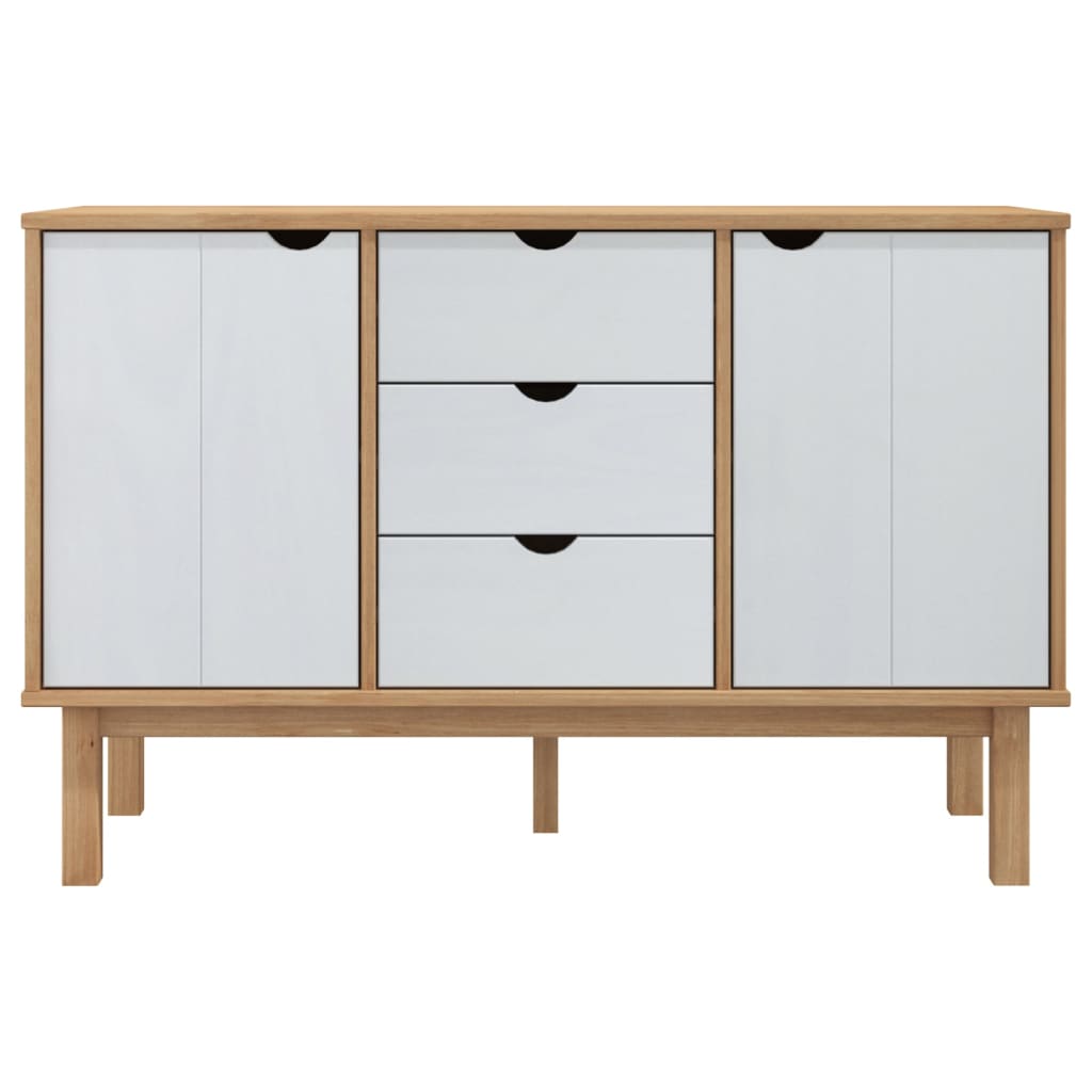 Buffet otta marrone e bianco 113.5x43x73 cm legno di pino solido