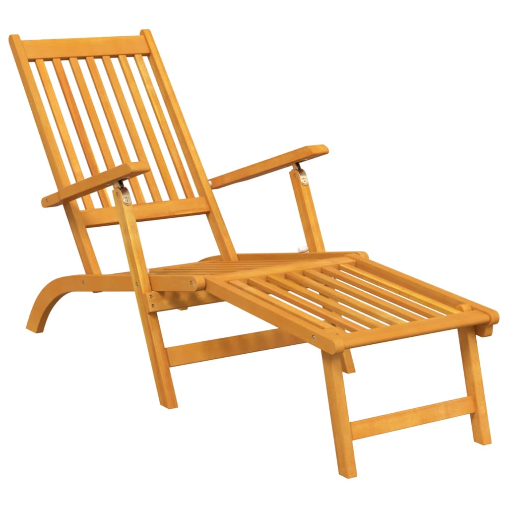 Outdoor long chair with 2 pcs solid acacia