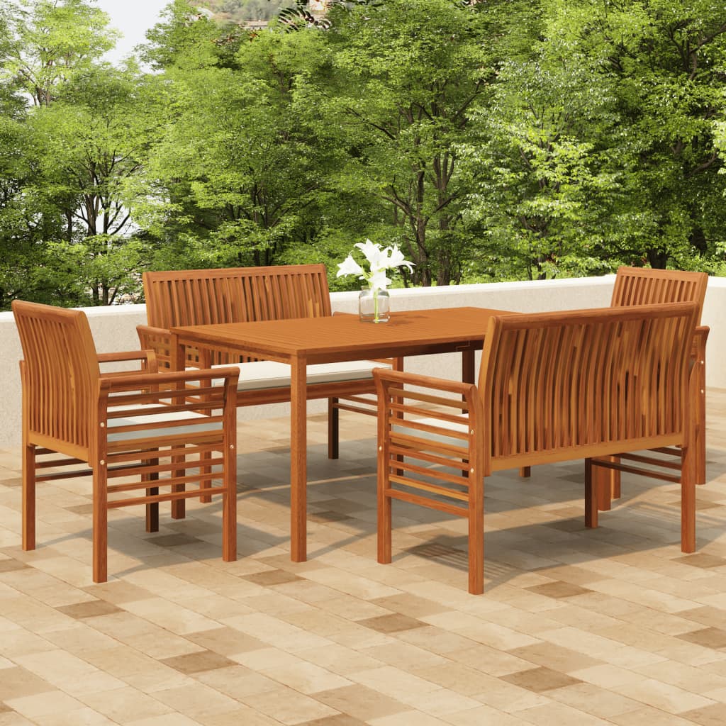 Outdoor dinner set 5 pcs and solid acacia cushions