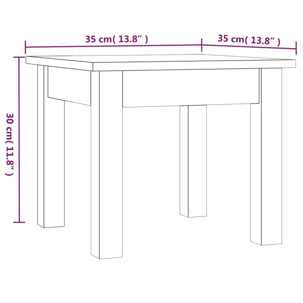 Tavolino bianco 35x35x30 cm in legno di pino solido