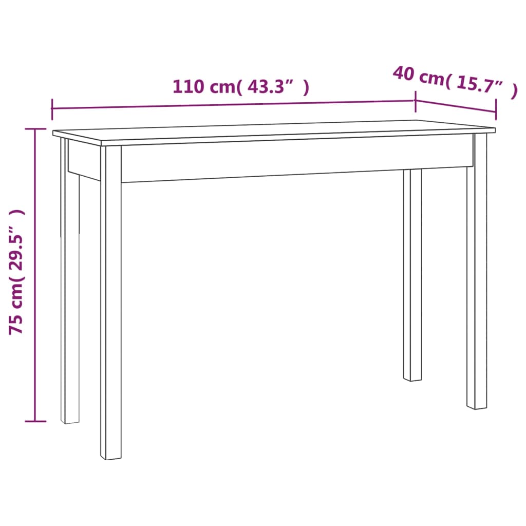 Console table 110x40x75 cm solid pine wood