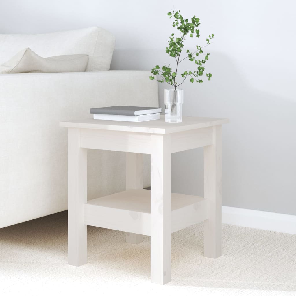 Tavolino Bianco 35x35x40 cm Legno di pino massiccio