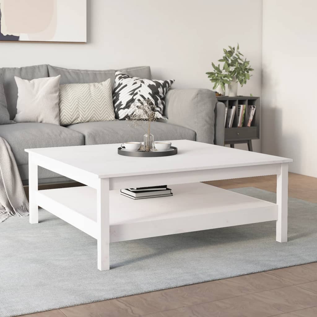 White coffee table 100x100x40 cm solid pine wood