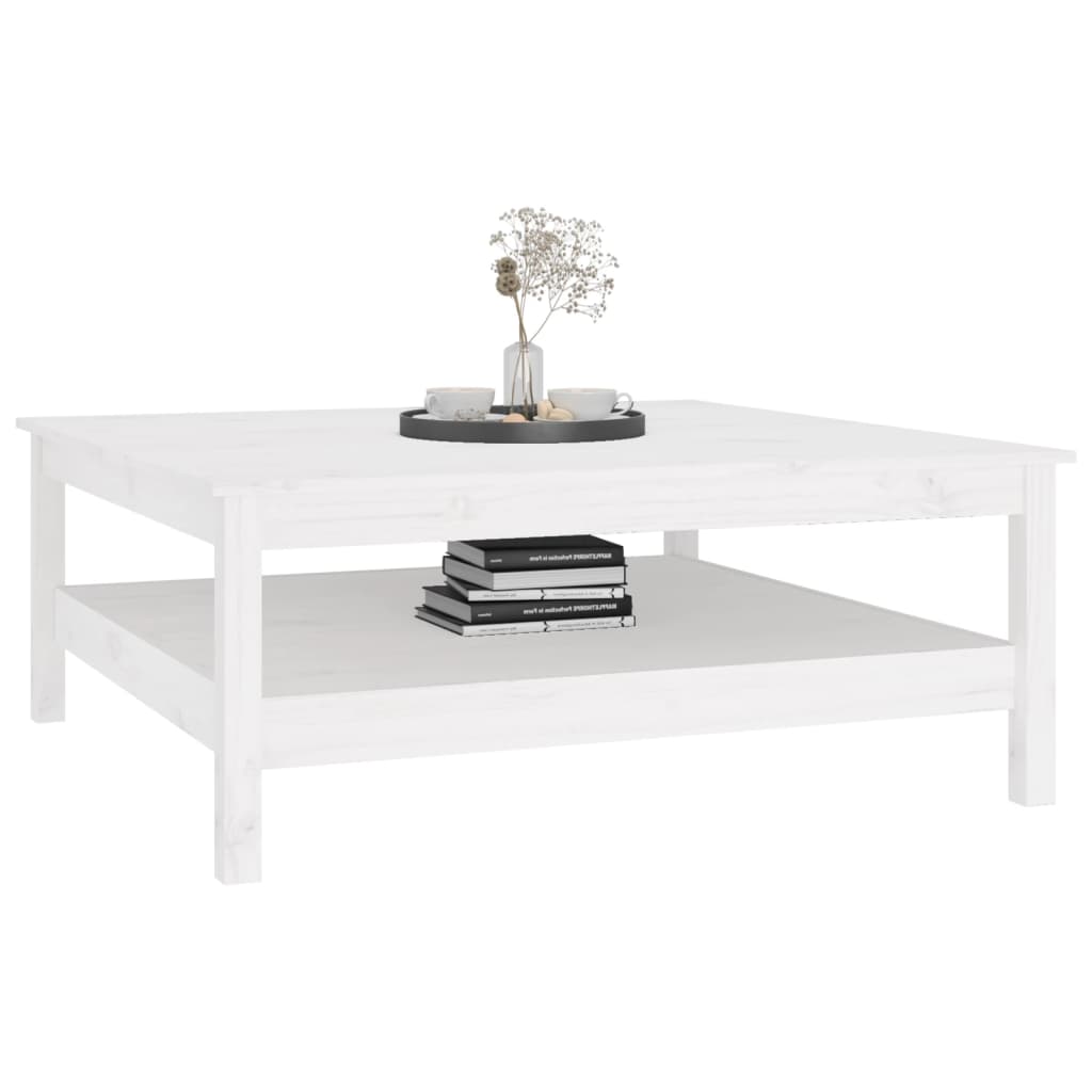Tavolino bianco 100x100x40 cm Legno massello di pino