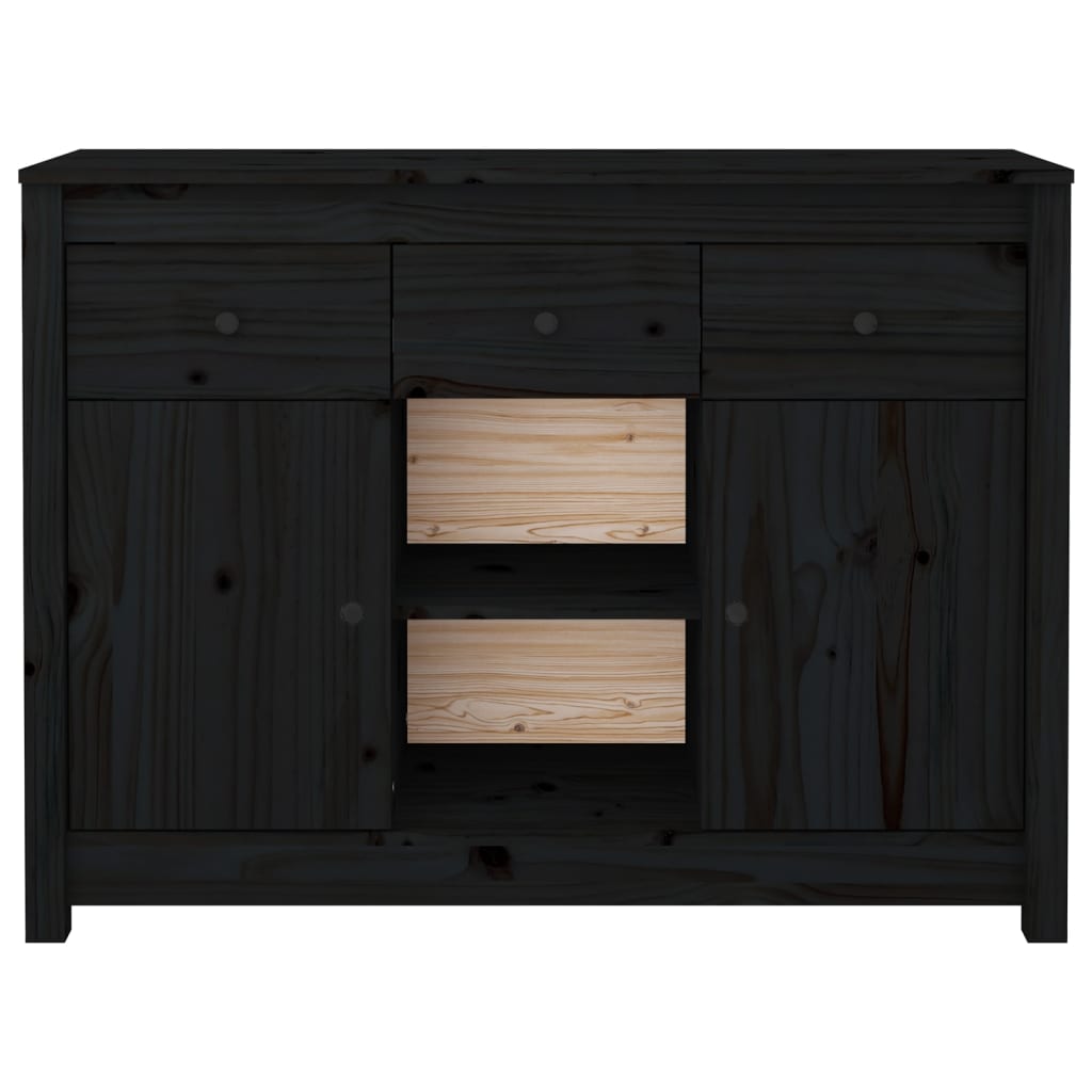 Buffet nero 100x35x74,5 cm in legno di pino solido