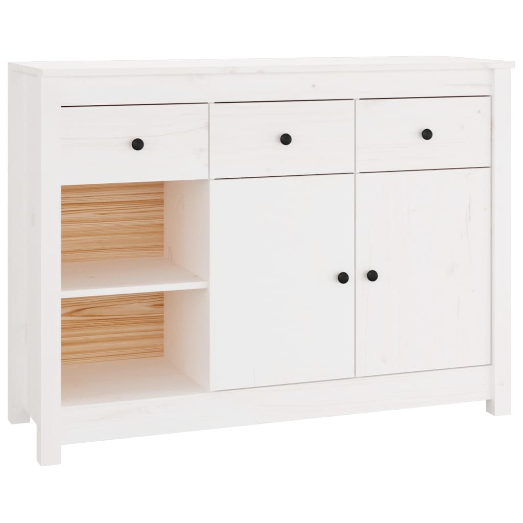 Credenza bianca 100x35x74 cm Legno di pino massiccio