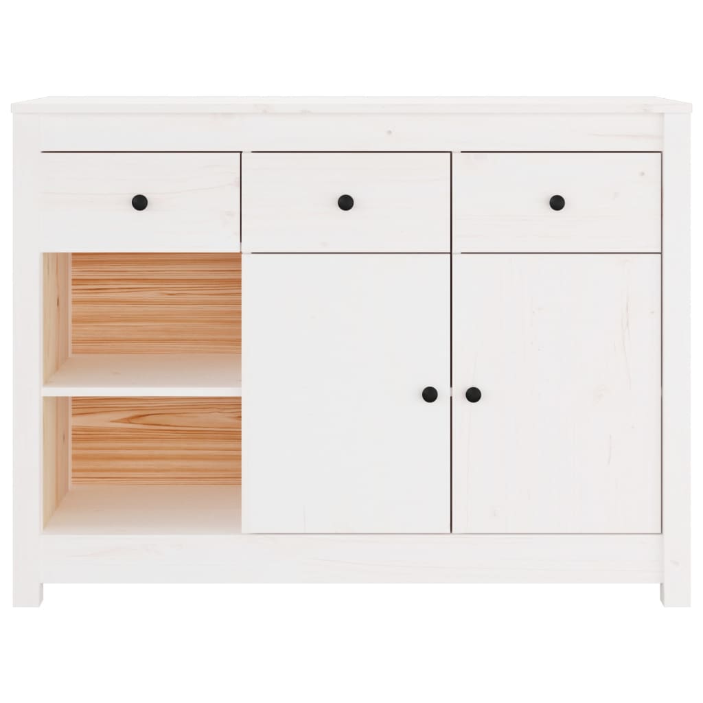 Buffet Blanc 100x35x74 cm Bois massif de pin