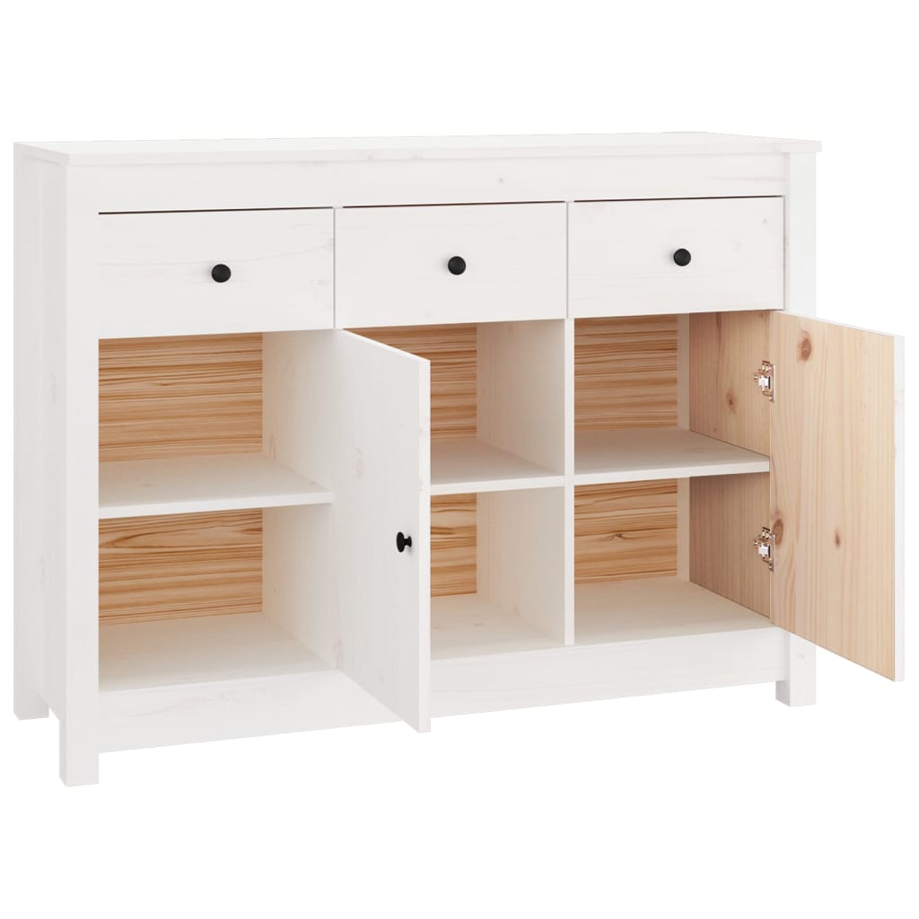 White buffet 100x35x74 cm solid pine wood